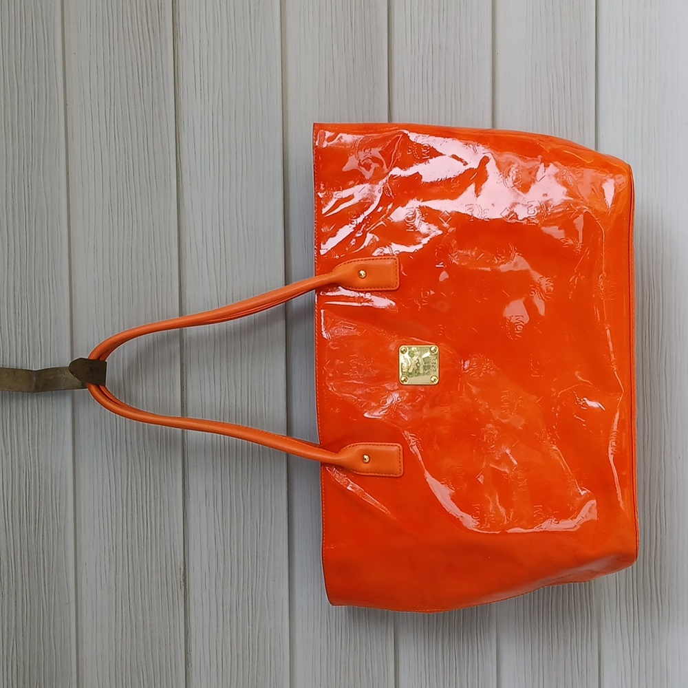 Orange MCM Patent Handbag
